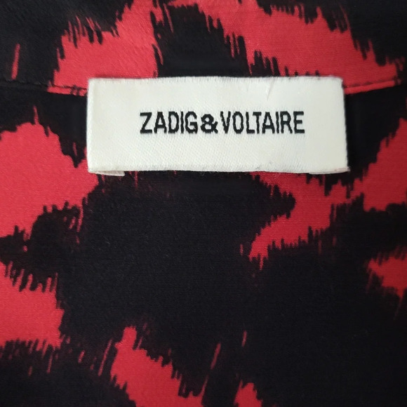 Zadig & Voltaire Red and Black Leaf-Print Maxi Dress Size Medium - Picture 4 of 7